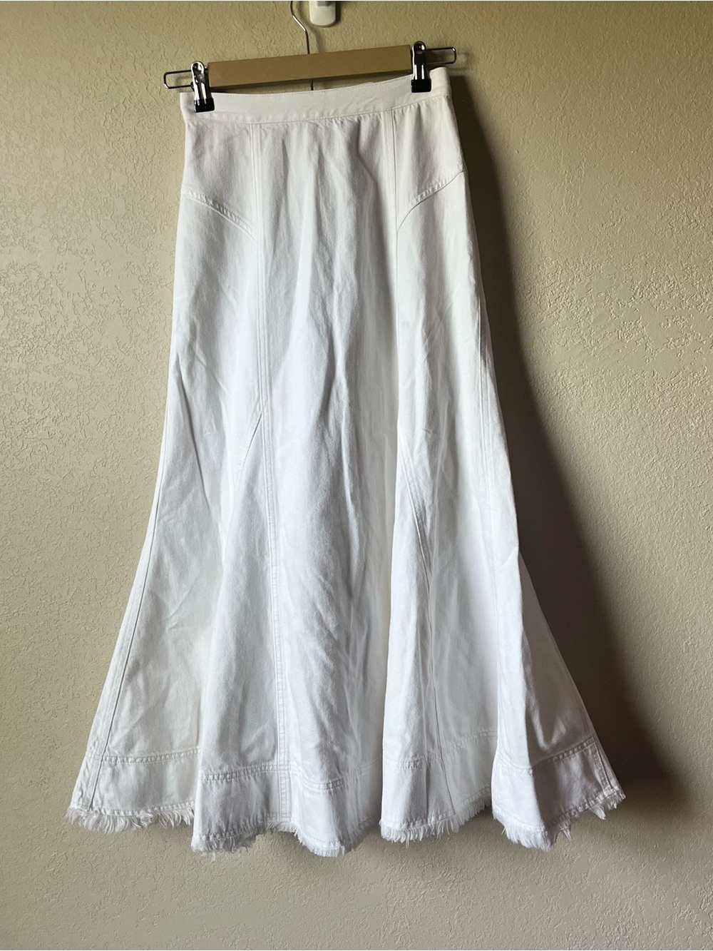 Madewell White Denim Full A Line Boho Maxi Skirt